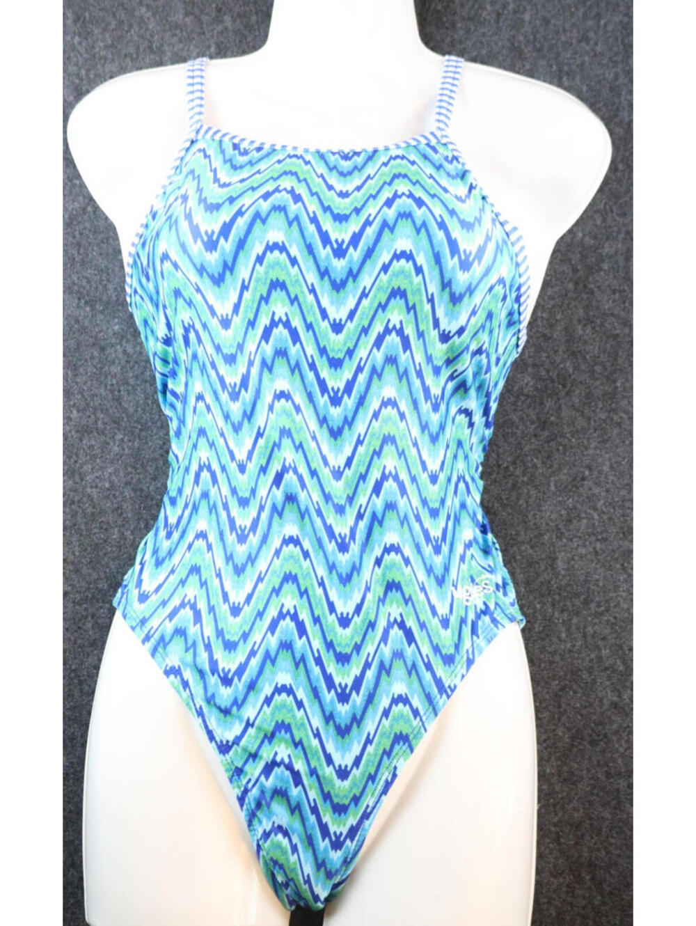 Dolfin Uglies One Piece Womens 34 Blue Green Chevron Swim Training NWT
